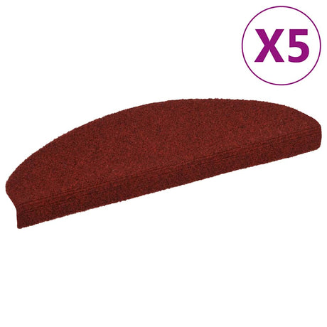 Vidaxl Stair Mats Self -Adhesive 5 stykker 65x21x4 cm Bordeaux Red Semi -Rounds store