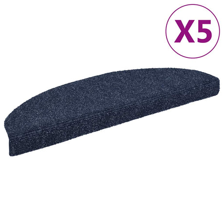 Vidaxl trapper selv -fast 5 stykker 65x21x4 cm blå semi -runde store