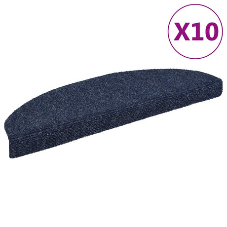 Vidaxl Stair Mats Self -fast 10 stykker 65x21x4 cm blå semi -runde store