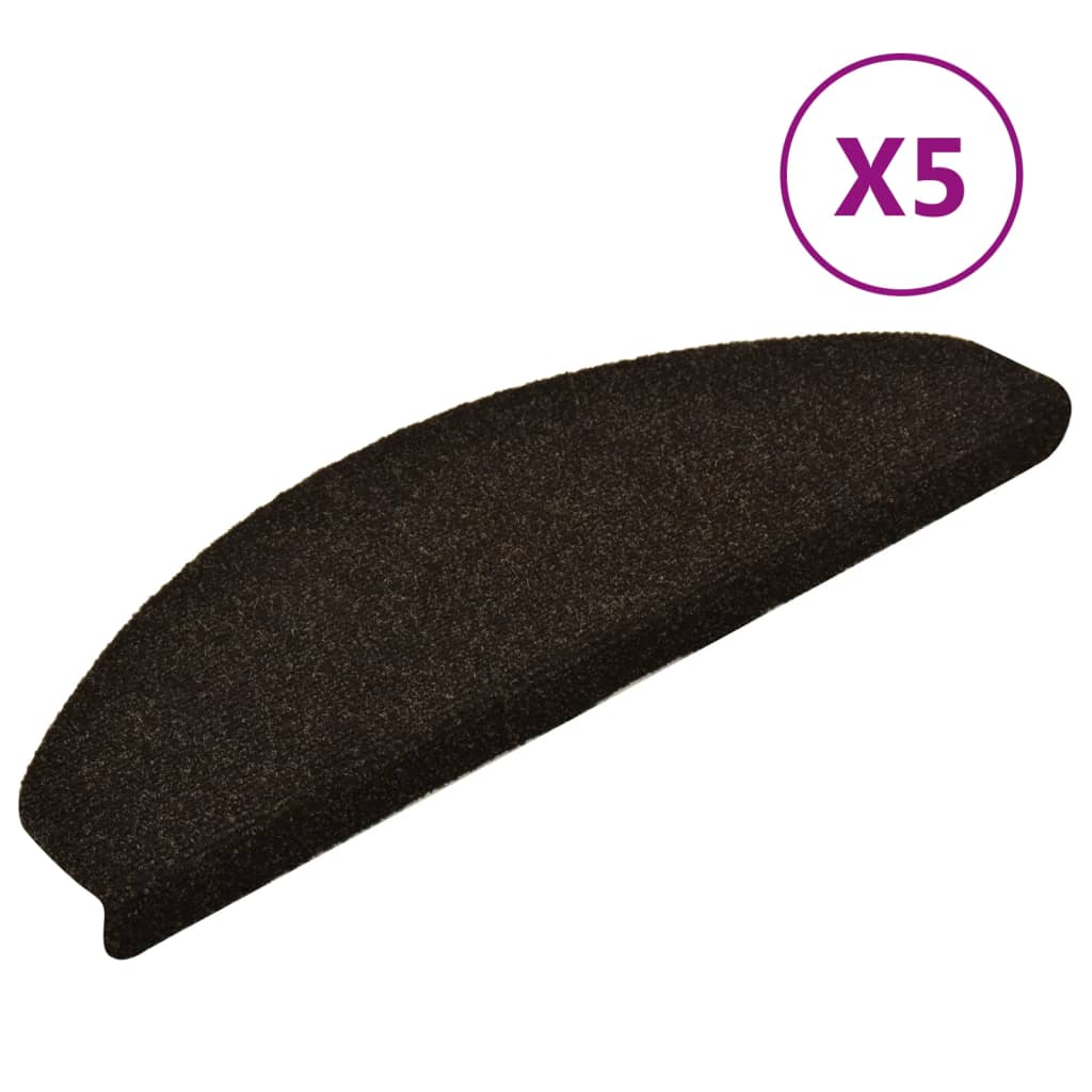 Vidaxx trappemåtter selvklæbende 5 stk 65x21x4 cm mørkebrun halvcirkelformet stor