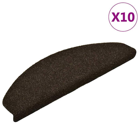 Vidaxl Stair Mats Self -fast 10 stk 65x21x4 cm mørkebrun halvrund store