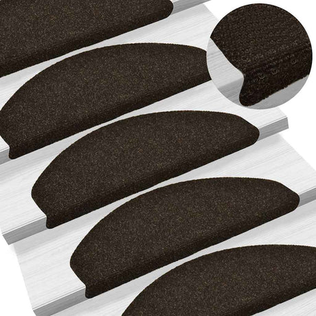 Vidaxl Stair Mats Self -fast 10 stk 65x21x4 cm mørkebrun halvrund store
