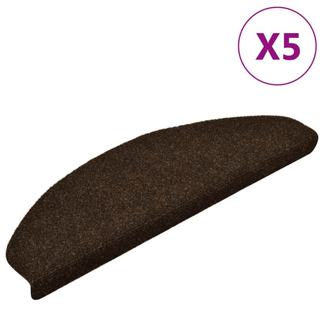 Vidaxl Stair Mats Self -Tilholdte 5 stykker 65x21x4 cm brun semi -runde store