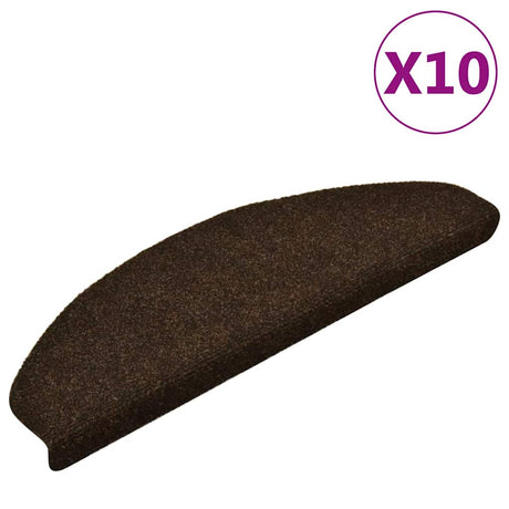 Vidaxl Stair Mats Self -fast 10 stykker 65x21x4 cm brun halvrund store
