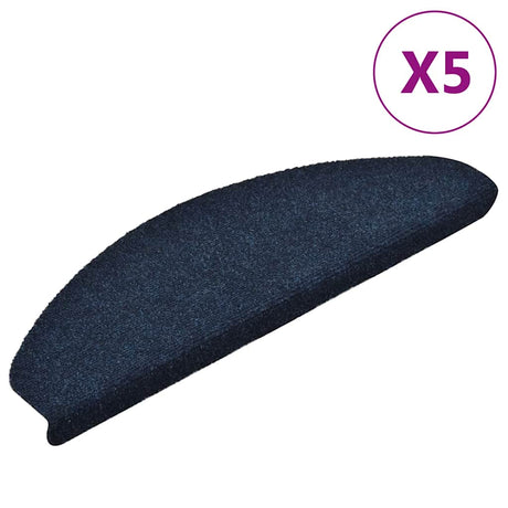 VidaXL trappemåtter selvklæbende 5 stk 65x21x4 cm marineblå halvcirkelformet stor