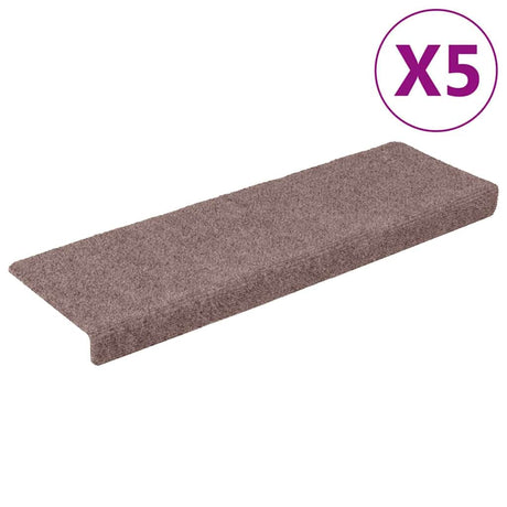 Vidaxl Stair Mats Self -fast 5 stykker 65x21x4 cm fløde rektangulær kant