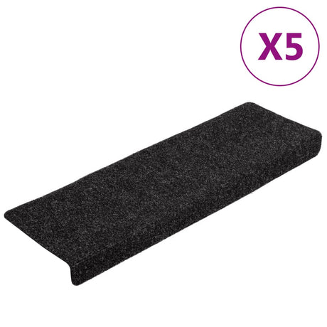 Vidaxl Stair Mats Self -fast 5 stykker 65x21x4 cm sort rektangulær kant