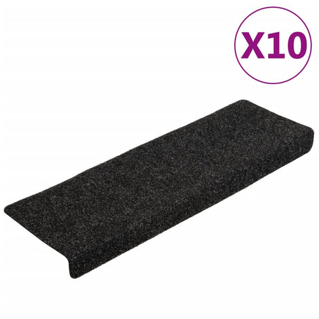 Vidaxl Stair Mats Self -fast 10 stykker 65x21x4 cm sort rektangulær kant