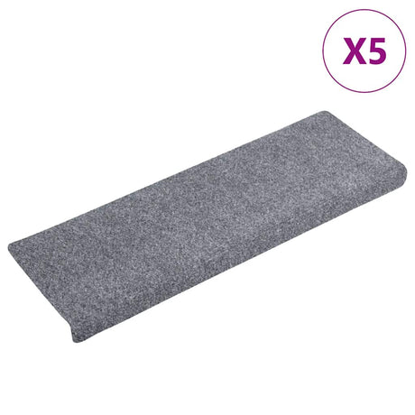 Vidaxl Stair Mats Self -fast 5 stykker 65x21x4 cm lysegrå rektangulær kant