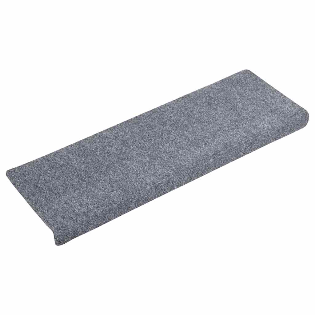 Vidaxl Stair Mats Self -fast 10 stykker 65x21x4 cm lysegrå med rektangulær kant