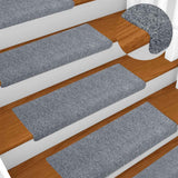Vidaxl Stair Mats Self -fast 10 stykker 65x21x4 cm lysegrå med rektangulær kant