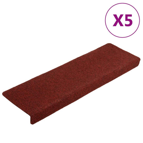 Vidaxl Stair Mats Self -Tilholdte 5 stykker 65x21x4 cm Bordeaux rød rektangulær kant