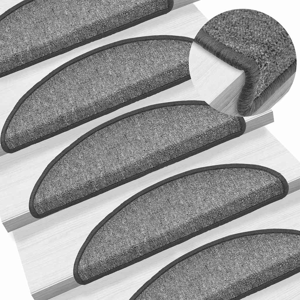 Vidaxl Stair Mats 10 St 56x17x3 cm mørkegrå halvkugle