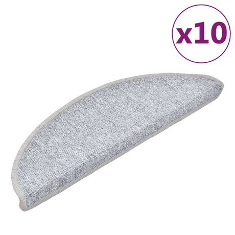 VidaXL trappemåtter 10 stk 56x17x3 cm lysegrå halvrunde