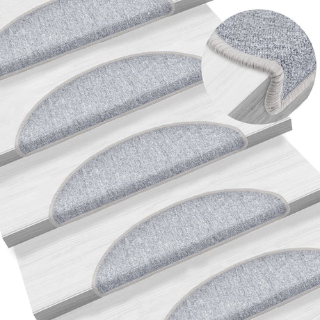VidaXL trappemåtter 10 stk 56x17x3 cm lysegrå halvrunde