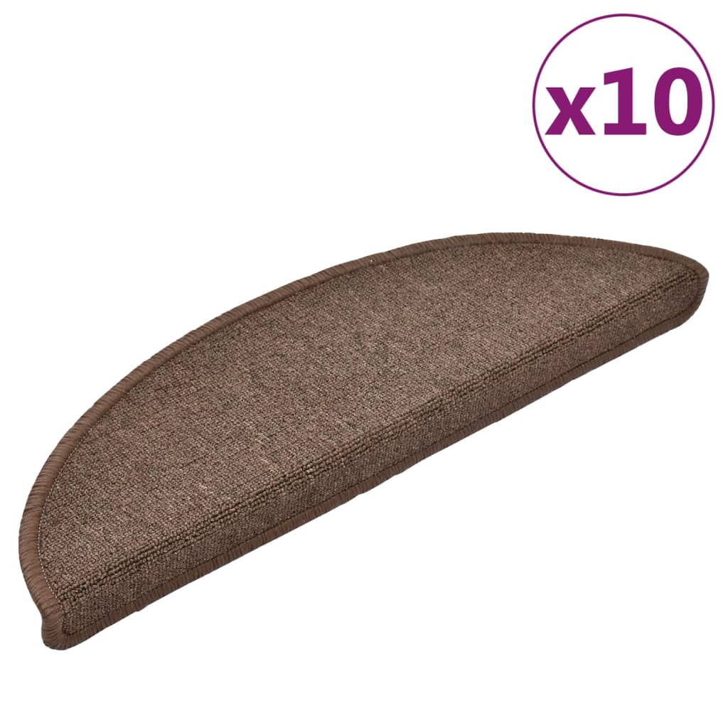 VidaXL trappemåtter 10 stk 56x17x3 cm kaffebrun halvrund