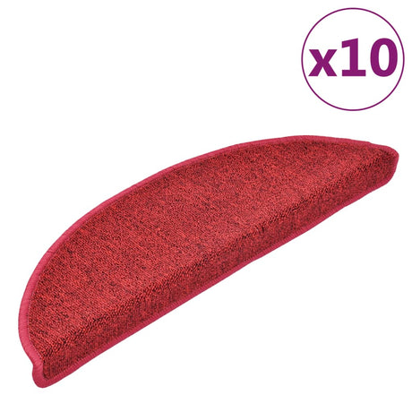 VidaXL trappemåtter 10 stk 56x17x3 cm rød halvrund