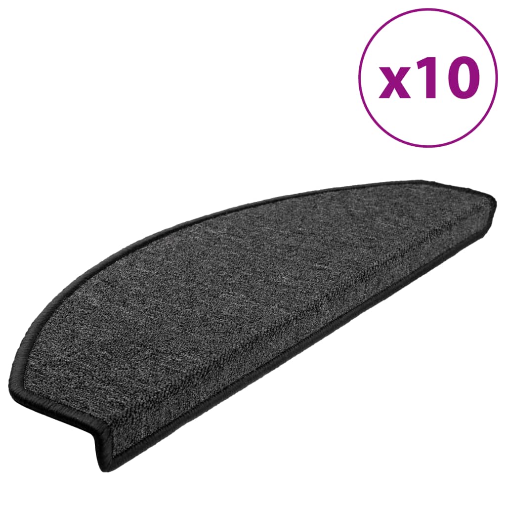 Vidaxl Stair Mats 10 St 65x24x4 cm Anthracite Halvisphere stor
