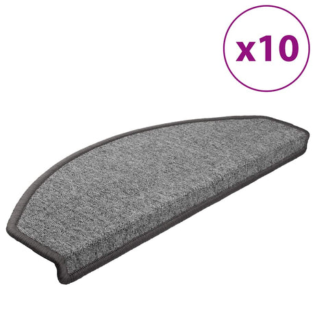 Vidaxx trappemåtter 10 stk 65x24x4 cm mørkegrå halvcirkelformet stor