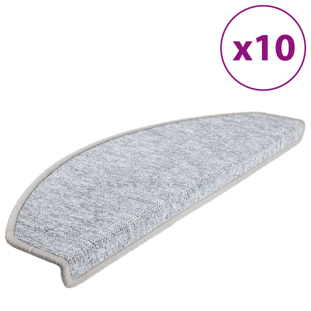 Vidaxl Stair Mats 10 St 65x24x4 cm lysegrå semi -runde store