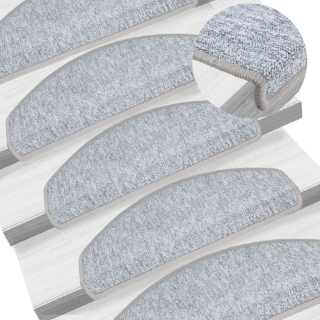 Vidaxl Stair Mats 10 St 65x24x4 cm lysegrå semi -runde store