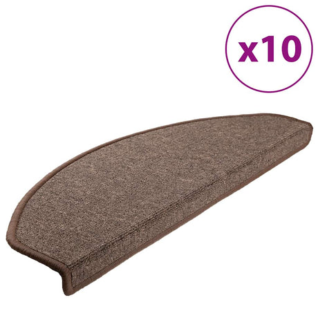 Vidaxl Stair Mats 10 stk 65x24x4 cm kaffebrun halvrund store
