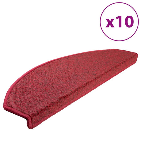 Vidaxx trappemåtter 10 stk 65x24x4 cm rød halvrund stor