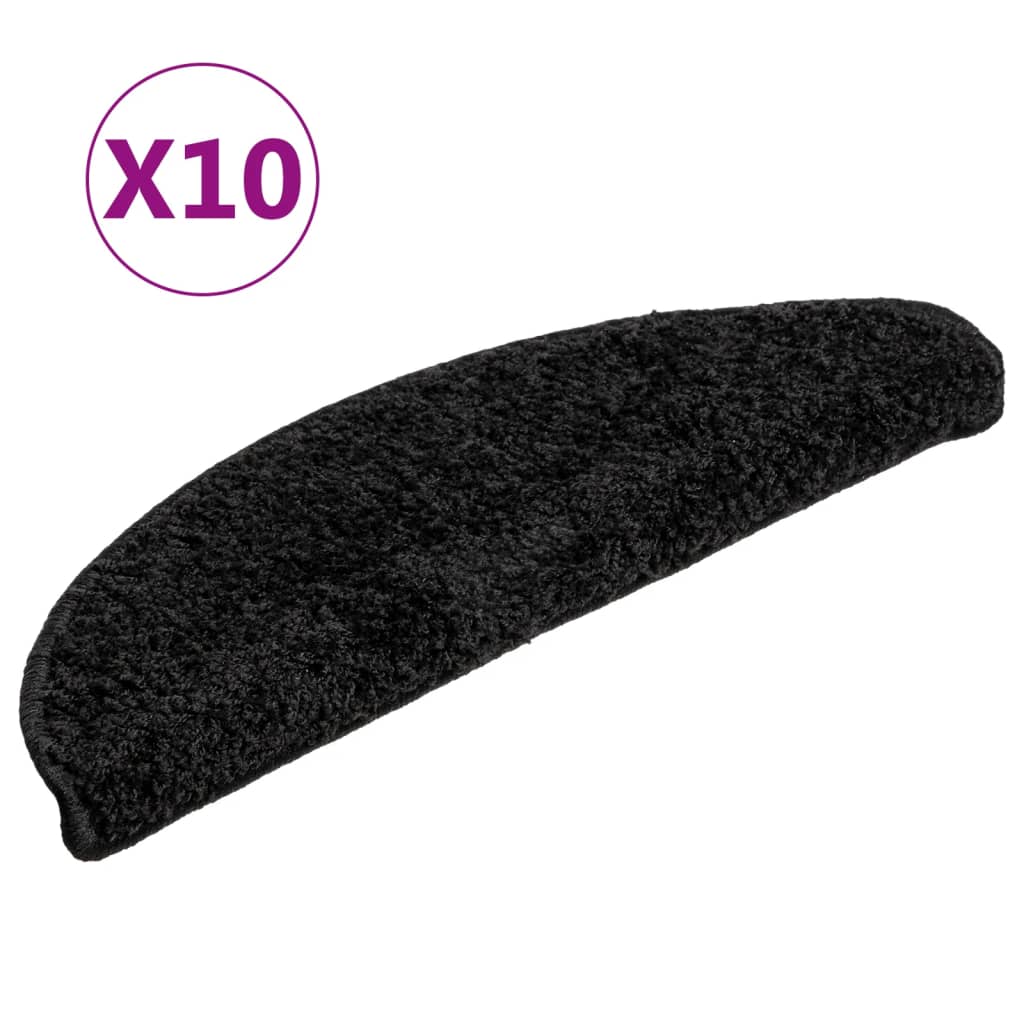Vidaxx trappemåtter 10 stk 56x17x3 cm sorte halvrunde