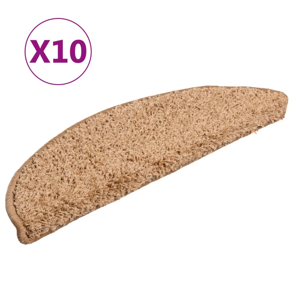 Vidaxx trappemåtter 10 stk 56x17x3 cm beige halvrunde