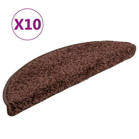 Vidaxl Stair Mats 10 St 56x17x3 cm brun halvrund