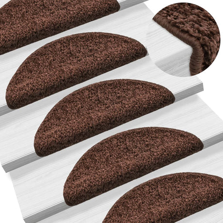 Vidaxl Stair Mats 10 St 56x17x3 cm brun halvrund