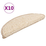 VidaXL trappemåtter 10 stk 56x17x3 cm creme halvrunde