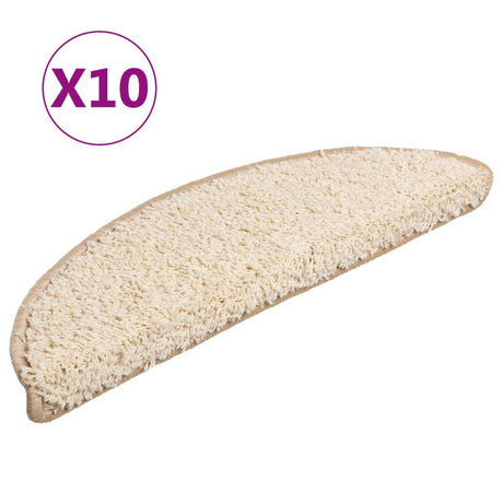 VidaXL trappemåtter 10 stk 56x17x3 cm creme halvrunde