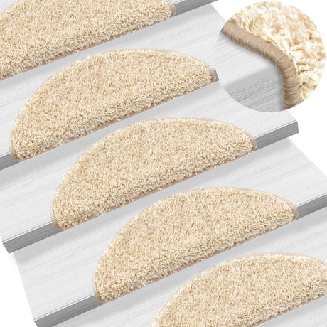 VidaXL trappemåtter 10 stk 56x17x3 cm creme halvrunde