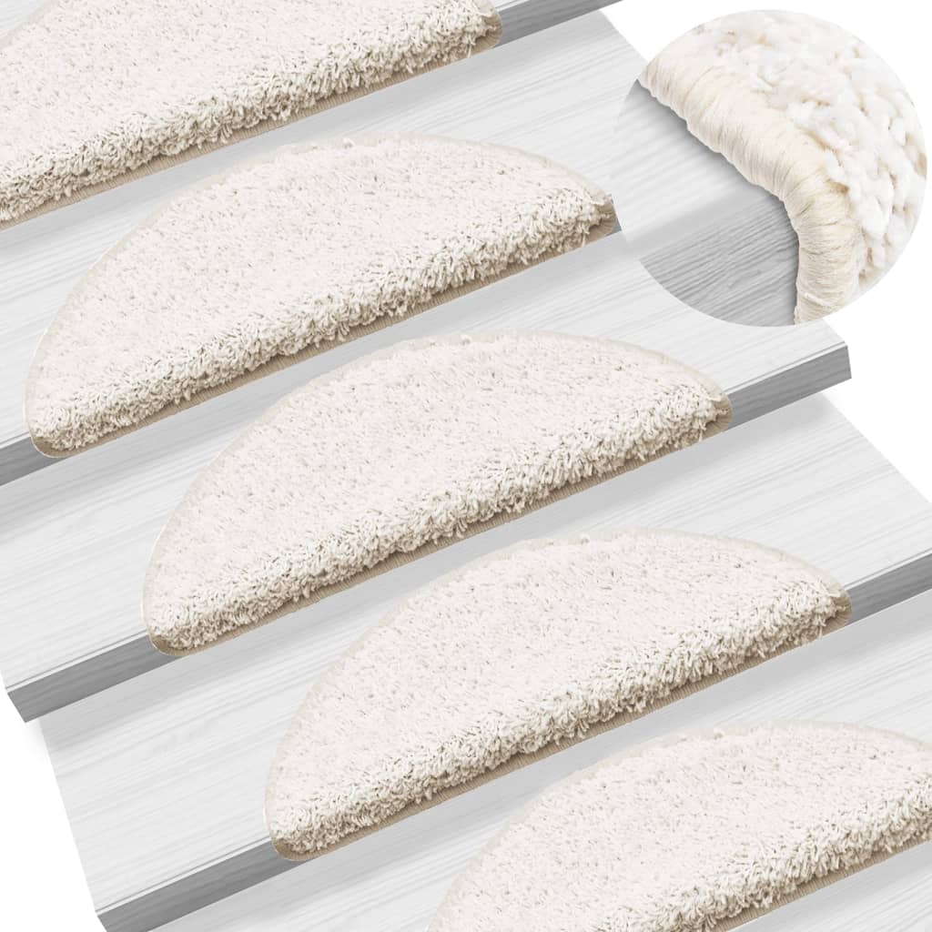 Vidaxx trappemåtter 10 stk 56x17x3 cm hvide halvrunde