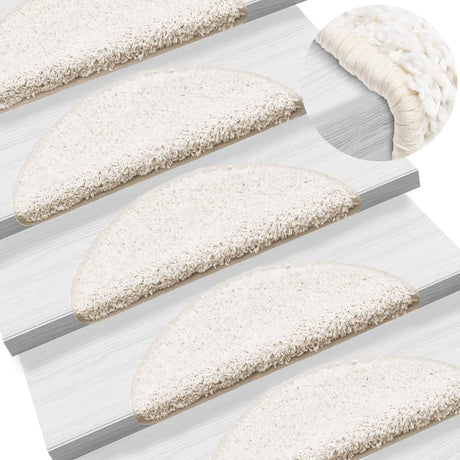 Vidaxx trappemåtter 10 stk 56x17x3 cm hvide halvrunde