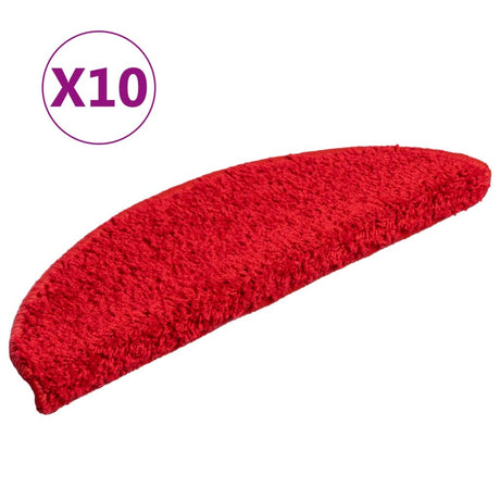 VidaXL trappemåtter 10 stk 56x17x3 cm rød halvrund