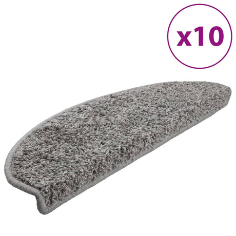 Vidaxl Stair Mats 10 St 65x21x4 cm grå semi -runde store