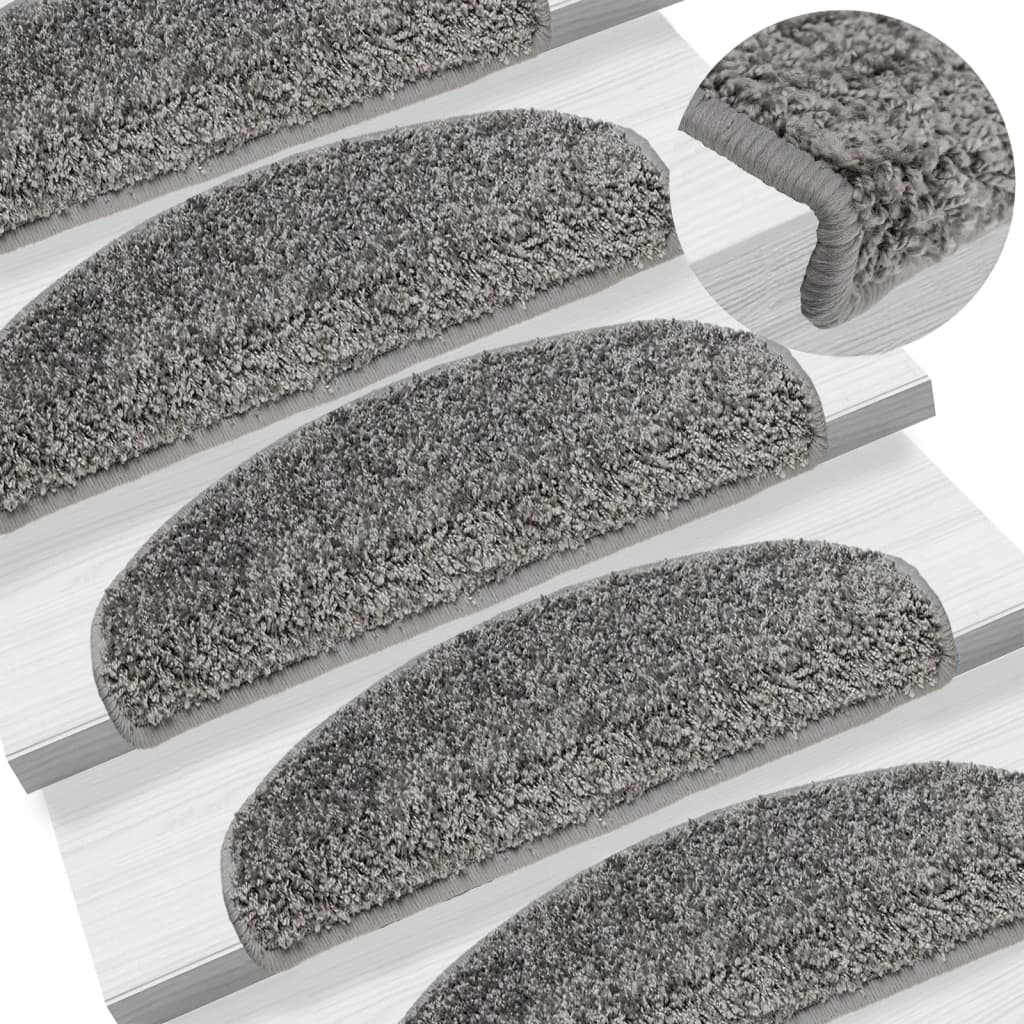 Vidaxl Stair Mats 10 St 65x21x4 cm grå semi -runde store