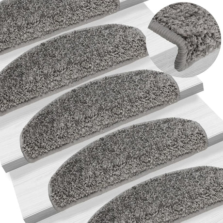 Vidaxl Stair Mats 10 St 65x21x4 cm grå semi -runde store