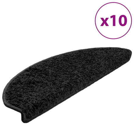 Vidaxl Stair Mats 10 St 65x21x4 cm sort semi -runde store