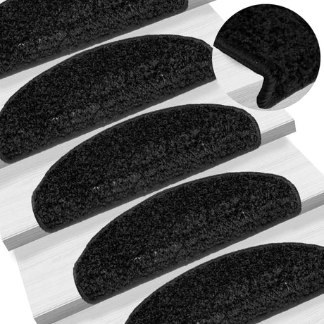Vidaxl Stair Mats 10 St 65x21x4 cm sort semi -runde store