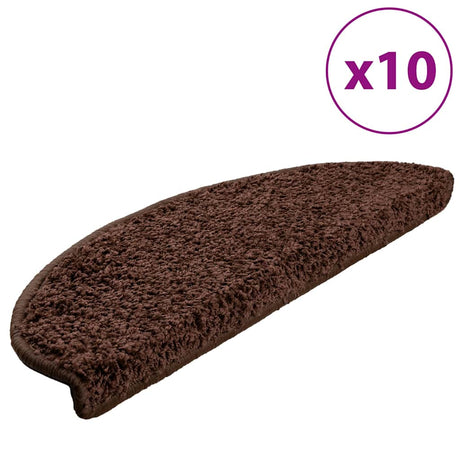 VidaXL trappemåtter 10 stk 65x21x4 cm brun halvrund stor