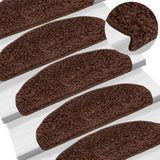 VidaXL trappemåtter 10 stk 65x21x4 cm brun halvrund stor