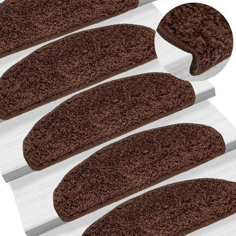 VidaXL trappemåtter 10 stk 65x21x4 cm brun halvrund stor