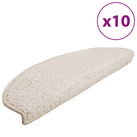 VidaXL trappemåtter 10 stk 65x21x4 cm hvid halvrund stor