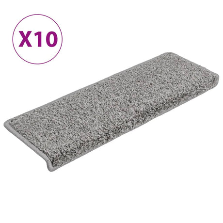 VidaXL trappemåtter 10 stk 65x21x4 cm grå rektangulær kant