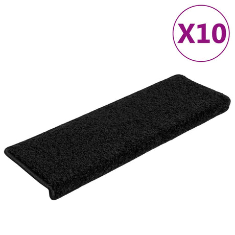Vidaxx trappemåtter 10 stk 65x21x4 cm sort rektangulær kant