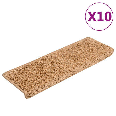 Vidaxx trappemåtter 10 stk 65x21x4 cm beige rektangulær kant