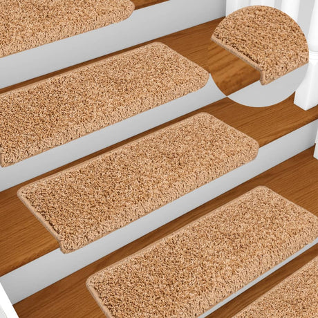 Vidaxx trappemåtter 10 stk 65x21x4 cm beige rektangulær kant